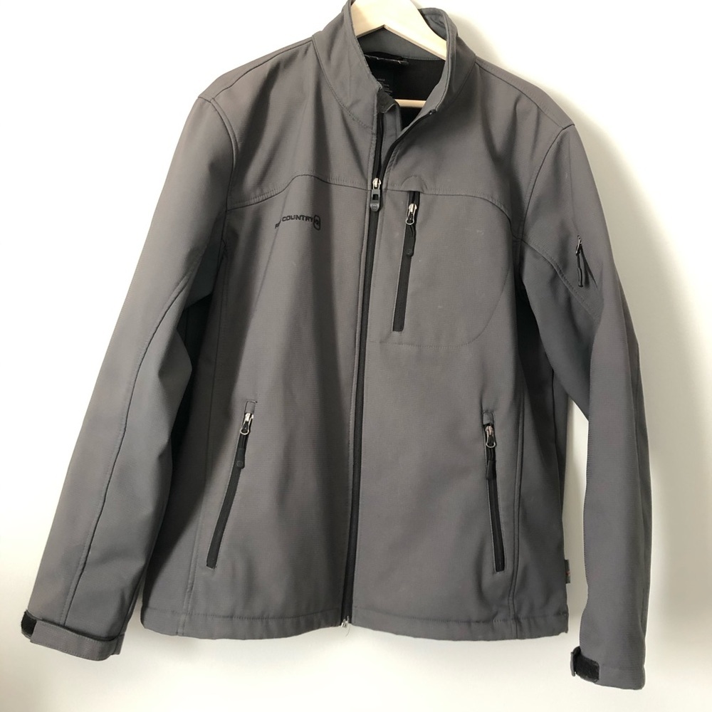 Free country men’s zip up gray jacket Sz L